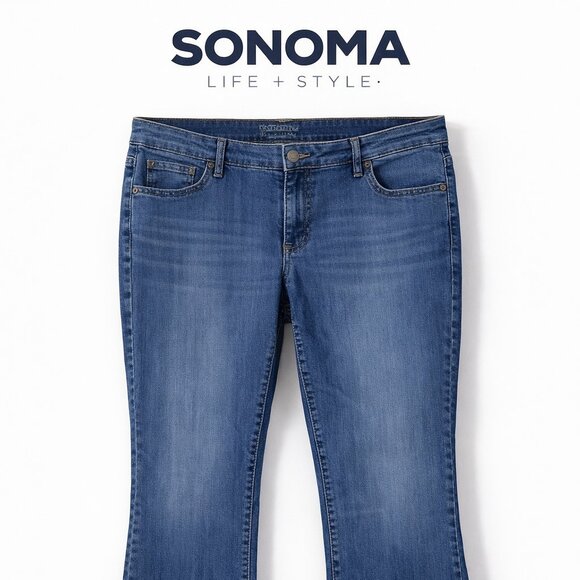 Sonoma Life + Style Denim - Sonoma Life + Style Women’s 16 Short Bootcut Jeans Medium Wash Stretch Denim